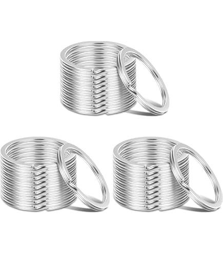 100 sleutelringen, 25 mm, kunststof box, roestvrij staal