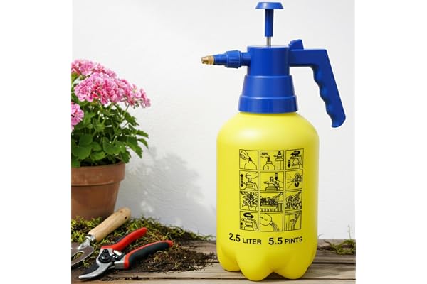 Oriley 2.5 Ltrs Handheld Manual Garden Sprayer Water Pressure Pump for Plant Spraying Gardening Household Cleaning Removal and Sanitising (Random Colour)