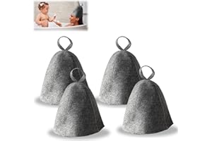 LEIKURVO Lot de 4 chapeaux de sauna en feutre de laine contre la chaleur - Accessoire idéal pour le sauna - Pour homme et femme - Gris