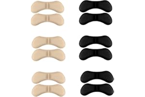 LMOGWL 6 Pairs Coussinets de Talon,Protecteur de Soins des Pieds,Éponge Auto-Adhésif Protege Talon Chaussure,pour Empêche Frottements Ampoules Chaussures Grandes,Ajustement et Confort(Beige, Noir)