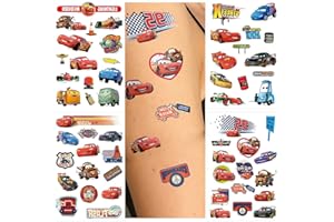 FRESHOER McQueen Car Kinder Temporäre Tattoos McQueen Car Racing Tattoo Stickers Set Party Favor Tattoo Aufkleber (4 Blätter)