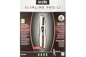 Andis - D-8, Slim-Line Pro Li Cord/Cordless Rechargeable T-Blade Trimmer - for Men/Women/Kids with Carbon Steel Blade, Bump Free Tech, Zero Cuts, Low Irritation & Li-ion Lithium Battery - 300g, Silver