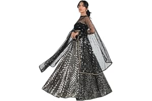 TRENDMALLS Georgette Sequins Work Embroidery Semi-Stitched Lehenga Choli with Dupatta For Women-(Bridal-Latest-Wedding-Festive-Lehenga-Free size)