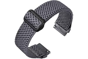 ANNEFIT Stretchy Nylon Watch Strap for Men Women, Adjustable Elastic Watch Band with Quick Release, Replacement Wristband 16mm 17mm 18mm 19mm 20mm 22mm 24mm