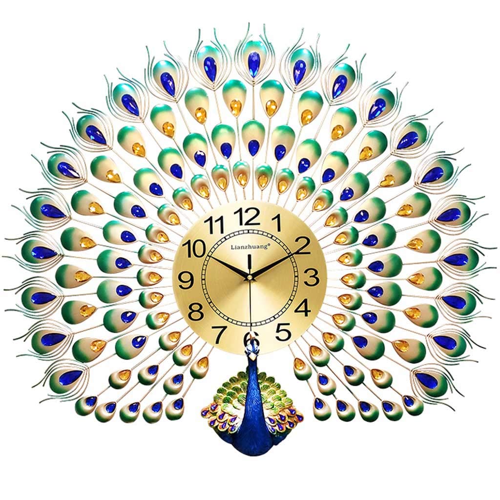 Wanduhr-Quarzuhr-Wohnzimmer-Schlafzimmer-Kche-kreative-Pfau-Heimtextilien-stumm-Uhr
