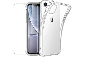 New&Teck - Funda para iPhone XR (6.1) + Protector de Pantalla de Cristal Templado, Funda para iPhone XR de Silicona TPU Flexible [Bumper con Esquinas reforzadas], protección Clara