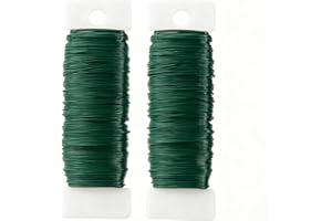 LLUOXI Green Florist Wire, 2 Rolls x 35m Christmas Wreath Making Wires, 22 Gauge Christmas Wreath Wire for Floral Arrangements, Bouquets Binding, DIY Craft Supplies, Garden Floristry Wires Green