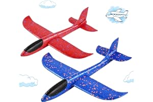 Hoiloie XXL 2 Stücke 44cm Styroporflieger Kinder,Flieger Styropor Flugzeug Styropor Kinder,Wurfgleiter Flieger mit 2 Flug Modi,Flugzeug Spielzeug für Jungen Mädchen ab 3 4 5 6 7 8 9 10 Jahre