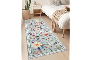 Avezano Carpet Runner for Hallway Non Slip 60x182cm Machine Washable Kitchen Laundry Room Floral Area Rug Runner Floor Door Mat Runner for Hallway Entryway Kitchen Laundry Room