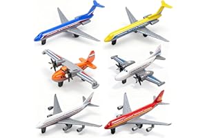 Hymaz Aeroplane Toys 6 Pack, Diecast Planes Toy for Boys Girls 3 4-7 8, Alloy Airplane Model/Glider Planes/Airlines Aircraft Plane Toys for Toddlers Kids Birthday Cake Toppers Airforce Party Favors