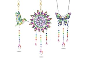 GOZINA Diamond Painting Kinder Bastelset Geschenk, Diamond Painting Anhänger für Mädchen 5 6 7 8 9 10 11 12 Jahre, Sonnenfänger Bastelsets Kristalle zum Aufhängen, Bastelset Kinder 5-12 Jahre