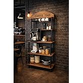 Coffee Time &Ccedil;ok Ama&ccedil;lı Dolap & Kahve K&ouml;şesi &ndash; Retro Tasarım, Parlak Beyaz & Safir Meşe, MDF G&ouml;vde, Demonte Kurulum, Kahve Mak