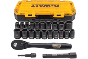 DEWALT Metric/SAE DWMT74739 - Juego de llaves de vaso de impacto (1/2", 23 piezas)