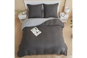 ‎OHANO ohano Bettwäsche 135x200 2 Teilig Bettbezug Bettwäsche-Sets-Mikrofaser Bettbezug 135x200 cm + 1 Kissenbezug 80x80 cm mit Reißverschlus,kuschelig weich,Ganzjahres Bettwäsche-Sets-Anthrazit/Hellgrau