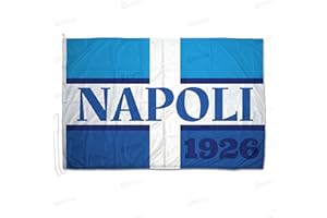 Domina Pubblicità - Bandiera Forza Napoli 150x100 cm in Tessuto Nautico 115 gram/m², Bandiera del Napoli Calcio 1926, Dotata Di Cordino e Cucitura Perimetrale
