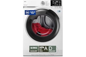 AEG Lavasciuga Kombi LWR7G856OB Serie 7000, 8 kg Lavaggio e 5 kg Asciugatura, Tecnologia ProSteam, DualSense, PreciseLoad, Silent System Plus, Vapore Refresh, 847x597x576 Bianco, Classe D