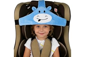 MINGZE Baby Autositz Kopfunterstützung, Auto Sicherer und gemütlicher Schlafpositionierer, Einstellbar Sicherheitssitz Befestigungsgurt, Protektor Kopfstütze Nackenstütze für Kinder Baby (Blau)