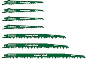 RRRST Juego de 7 Hojas de Sierra de Sable para Madera, 150mm/225mm/240mm/300mm - Poda de Árboles, Madera Verde, Húmeda, Dura y Blanda - Fácil y Duradero
