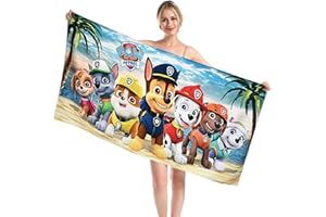 VIYAAN Serviette de Plage Microfibre,70x150cm Serviette de Plage Enfant,Serviette de Bain Microfibre,Serviette de Bain Plage,Convient pour Les Plages du Yoga de Voyage Sportif (Paw Dog Patrol)