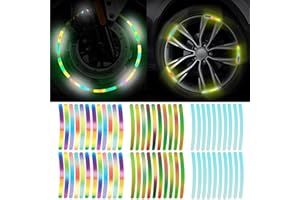 SamHeng 60 Pcs Reflective Stickers for Cycling, Reflective Wheel Rim Stripe Decal for Cars Motorcycle Wheels, Night Safety Warning Reflector Stickers Universal Bike Wheel Decoration Film Stickers