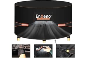 ‎ENZENO Enzeno Gartenmöbel-Abdeckung, wasserdicht, Rund Gartentischabdeckung mit Lüftungsschlitzen, runde Terrassentischabdeckung, 420D Oxford-Tuch, Terrasse, Outdoor, UV-beständig, reißfest (190X80cm)