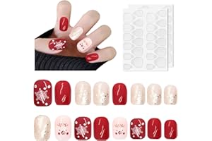 ASFACUPUTURE Faux Ongles noël,Appuyez sur Ongle de Fille Faux Ongle Enfant,Naturel Courte Faux Ongle,Aux Ongles Courts pour Enfants pour Décoration d’Art d’Ongle de Fille Enfant,Artificiel Tips d'Ongle(Wapitis)