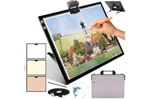 IVAOOZE Tablette lumineuse a3 rechargeable avec sac&Support, 3 couleurs dimmables et 6 niveaux de gradation table lumineuse a3 pour le dessin, diamond painting, la peinture, la visualisation aux rayons X