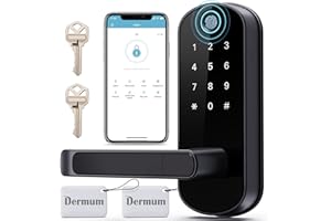 Dermum Smart Lock, Keyless Entry Door Lock, Smart Door Lock with Handle, Smart Lock for Front Door, Door Lock with Keypad, Fingerprint Door Lock, Biometric Door Lock, Digital Door Lock