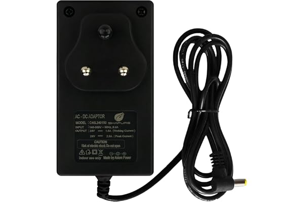 Shapure SMPS 60W 24V 2.5A Single Port Power Supply Adapter for All RO Water Purifiers with 1.5m Cable (Output: DC Peak Current: 2.5A 24V, Input: AC 6A 250V) Black