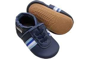mepiq Krabbelschuhe Baby Lauflernschuhe mit Gummisohle Lederpuschen für Jungen Mädchen Babyhausschuhe non slip baby shoes