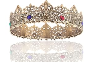 LEEMASING King Men Tiara Krone Imperial Mittelalter Stirnband Kristall Festzug für Hochzeit Halloween Messe Kostüm Geburtstag