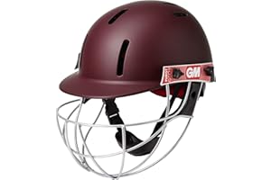 REDIFY Gunn & Moore GM Purist GEO II Cricket Batting Helmet, BSI Approved, Geodesic Ultra-Strong Grille, Maroon, Junior 540 - 590 mm