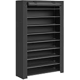 SONGMICS 10 Tiers Shoe Rack 28x88x160 cm Shoe Cabinet, Shoe Storage, Shoe Organizer with Dustproof Cover,