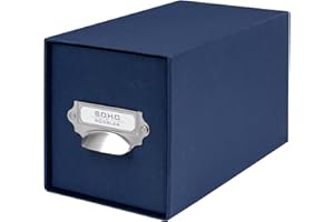 Rössler Papier 1327452900 - S.O.H.O. Boîte de rangement pour CD, avec étiquette inscriptible et poignée, Navy, 1 pièce