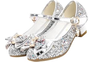 ZOUPREME Scarpe da Principessa Elsa per Bambine, Splendenti Scarpe Mary Jane con Tacco Basso, Sandali Eleganti con Velcro