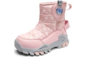 HSNA Kids Snow Boots Boy Girl Warm Fur Snowproof Non-slip Children's Ankle Booties Size 29-39