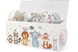 omedecal Cesta Porta Giochi Bambini Contenitori, Pieghevole, 124 L, Grande Oxford Contenitore Cesto Scatola Porta Giochi Baule Portagiochi Bambini Bambino, 96x32x40cm - Animali