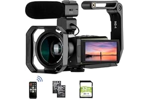 ORDRO Caméscope vidéo 4K Professionnel AX65 avec Zoom Optique 12x, Microphone Externe, Objectif Grand Angle et fonctionnalités de Streaming en Direct