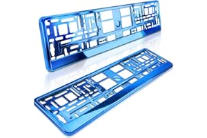 ‎SCHILDEVO schildEVO 2 Kennzeichenhalter | BLAU Metallic Hochglanz | Chrom Look | Nummernschildhalter | Kennzeichen-Halterung | DHL-Versand