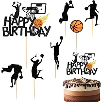 Happy Birthday Taartdecoratie – Basketbal Thema – Zwart – 18x14 Cm – Ideaal Voor Sportfeesten En Basketbalfans