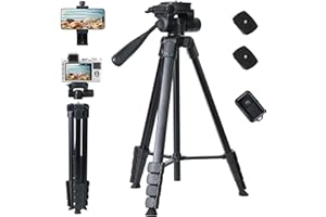 Camera Tripod for Canon Nikon Sony, LINKCOOL 67 Inch Lightweight DSLR Tripod Camera Stand with Detachable 3 Way Pan Head, Remote & Universal Phone Mount