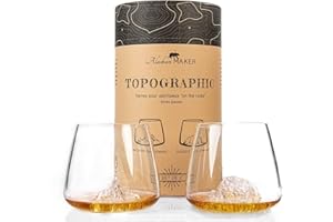 ALASKAN MAKER Verres à Whisky 350ml (lot de 2) - Borosilicate de qualité supérieure, soufflés artisanalement avec les montagnes en relief | Forme Tulipe | Spiritueux TOPOGRAPHIC (Zugspitze & Watzmann)