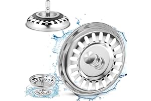 WOOWAIR 2 Piezas Tapón Fregadero de Cocina de Acero Inoxidable, Tapón de Lavabo de Baño, Colador de Fregadero, Filtro de Fregadero, Filtro Desague Fregadero, Tapón para Desagüe Fregadero (Diámetro 80mm)