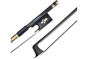 SURVEAL - Archetto per violino professionale in fibra di carbonio, bastone tondo con crini di cavallo della Mongolia e rana in ebano intagliato - Bel suono - Misura 4/4 (Nero)