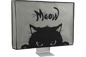 kwmobile Funda Compatible con Monitor Monitor de 20-22" - Cubierta Protectora Textil para Pantalla - Gato Meow