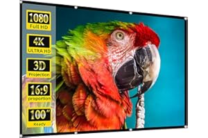 Portable Projector Screen 100 Inch, lejiada Foldable Movie Screen for Outdoor & Indoor Use, 16:9 HD Wrinkle-Free Polyester Rear Projection Screen with Hooks and Ropes, Easy to Carry and Install
