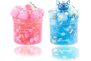 BJPERFMS Slime para Niñas, 2 Piezas Fluffy Butter Slime, Cristal Slime, Stitch Slime, Super Suave y No Pegajoso, Alivio del Estrés Niños, Juguete Creativo DIY para Niños Niñas