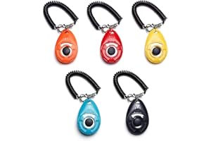 Toozey Clikers pour Chien Lot de 5 Cliqueurs pour Chien avec dragonne - Cliqueur avec Grand Bouton, 5 Couleurs, e-Book Gratuit