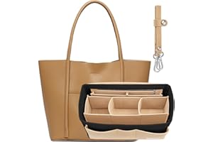 Simboom Borsa Organizzatore Feltro, Borsa per Organizzatore con Borsa Rimovibile Interno e Portachiavi, 3 Taglia, 7 Colori (Nero & Beige, L)