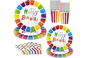 CFIBGDK Birthday Party Tableware Paper Plates Cups and Napkins Set Girls Birthday Party Supplies Decoration Serve 20 Guests (Rainbow)